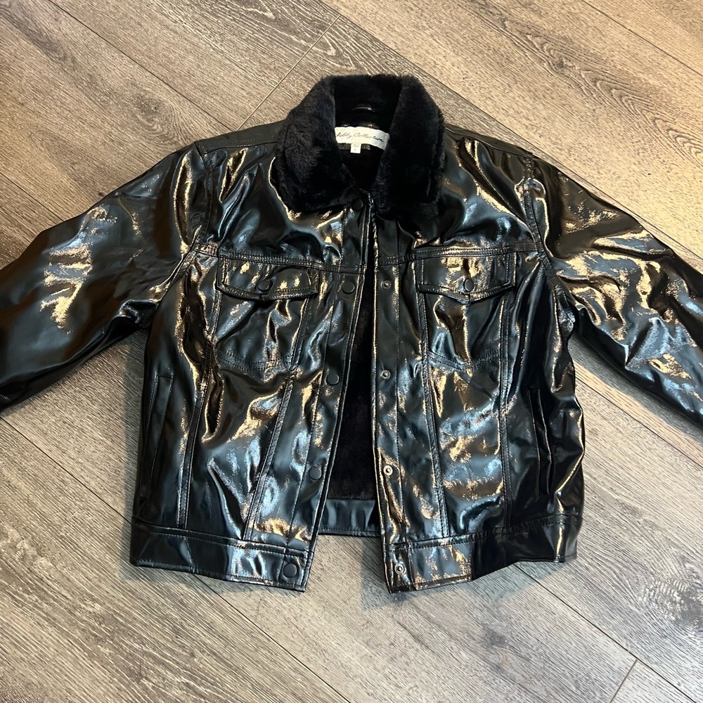 Black Faux Fur/Pleather Jacket